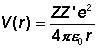 Das Coulomb-Potenzial U hngt vom Abstand r ab